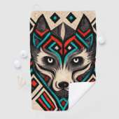 Aztec Wolf Face Golfhanddoek (Insitu)