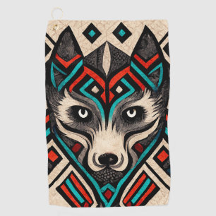 Aztec Wolf Face Golfhanddoek