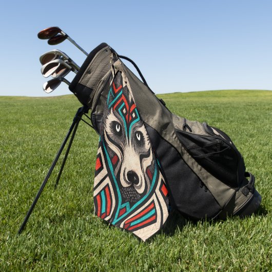 Aztec Wolf Face Golfhanddoek (Groen)