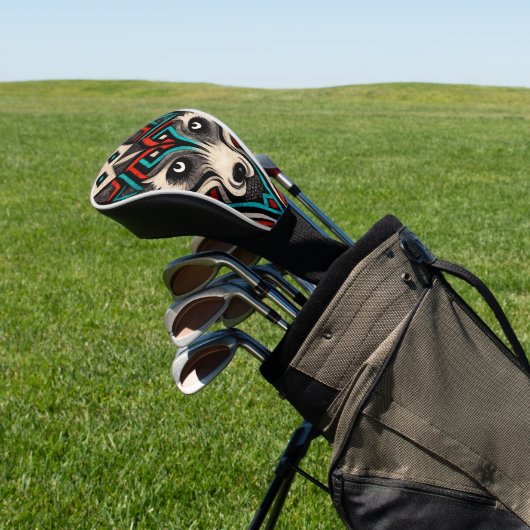 Aztec Wolf Face Golfheadcover (Insitu)
