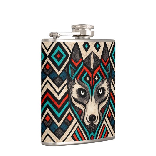 Aztec Wolf Face Heupfles (Rechts)