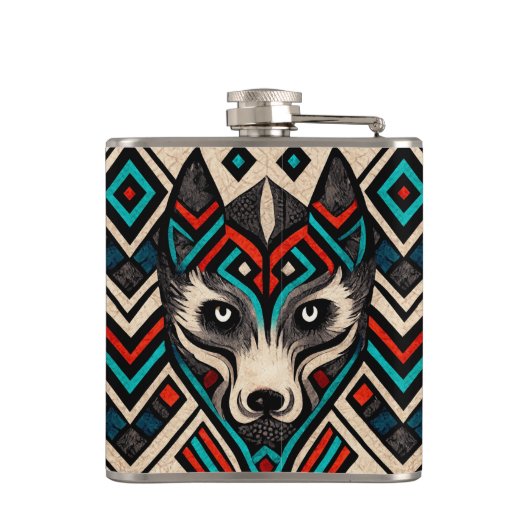 Aztec Wolf Face Heupfles (Achterkant)