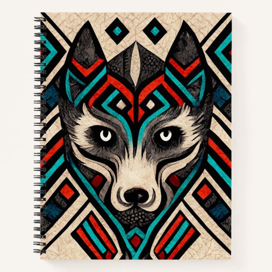 Aztec Wolf Face Notitieboek (Voorkant)
