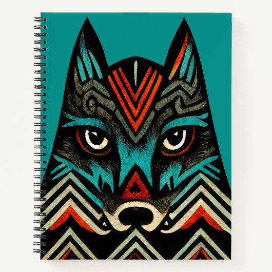 Aztec Wolf Face Notitieboek (Voorkant)