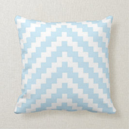 Aztec Zigzag in Baby Blue en White Kussen