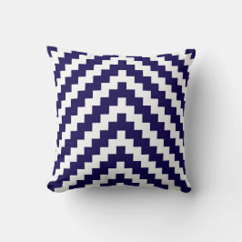 Aztec Zigzag in Cobalt Blue en White Kussen