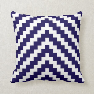 Aztec Zigzag in Cobalt Blue en White Kussen