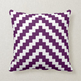 Aztec Zigzag in Paarse pruimen en wit Kussen