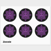 Aztec Zonnemasker Paarse op Zwart Ronde Sticker (Vel)
