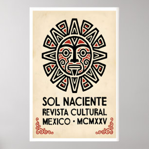 Aztec Zonnewereldruk - Geometrische Stralen, Krach Poster