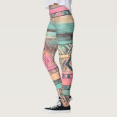 Aztec zuidwestelijk blauw en roze stam leggings (Links)
