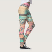 Aztec zuidwestelijk blauw en roze stam leggings (Rechts)