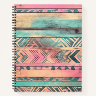 Aztec zuidwestelijk blauw en roze stam notitieboek