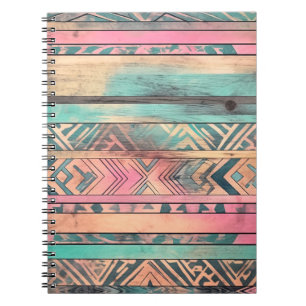 Aztec zuidwestelijk blauw en roze stam notitieboek