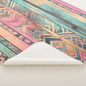 Aztec zuidwestelijk blauw en roze stam sherpa deken (3/4)
