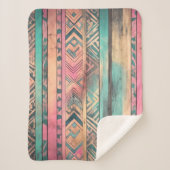 Aztec zuidwestelijk blauw en roze stam sherpa deken (Voorkant)