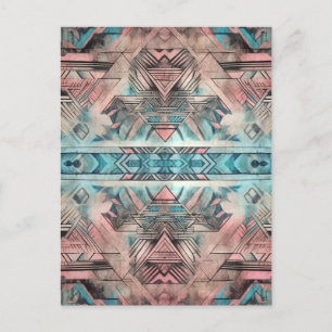 Aztec zuidwestelijke pastel roze en blauw briefkaart