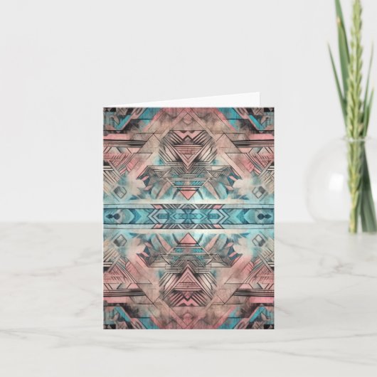 Aztec zuidwestelijke pastel roze en blauw kaart (Voorkant)