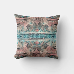 Aztec zuidwestelijke pastel roze en blauw kussen