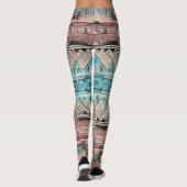 Aztec zuidwestelijke pastel roze en blauw leggings (Achterkant)