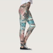 Aztec zuidwestelijke pastel roze en blauw leggings (Rechts)