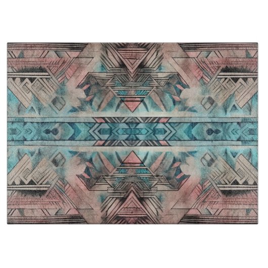 Aztec zuidwestelijke pastel roze en blauw snijplank (Voorkant)