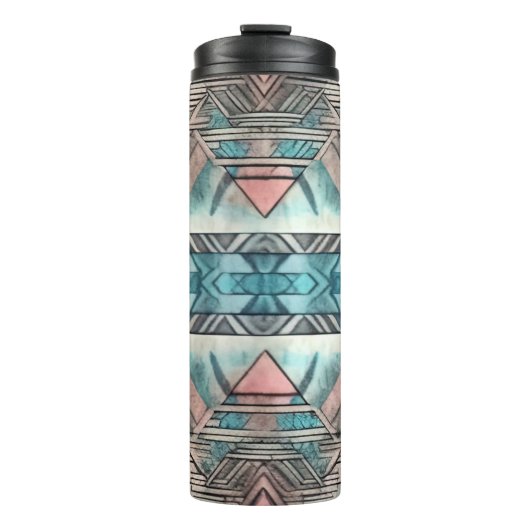 Aztec zuidwestelijke pastel roze en blauw thermosbeker (Voorkant)