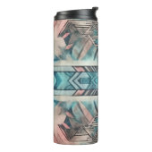 Aztec zuidwestelijke pastel roze en blauw thermosbeker (Gedraaid links)