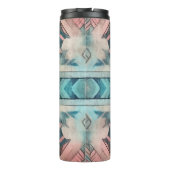 Aztec zuidwestelijke pastel roze en blauw thermosbeker (Achterkant)