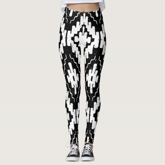 Aztec zwart-wit: etnische print. leggings (Voorkant)