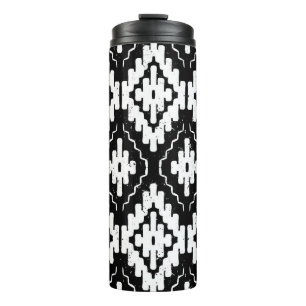 Aztec zwart-wit:  etnische print. thermosbeker