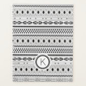 Aztec zwart wit geometrisch streepmonogram planner (Voorkant)