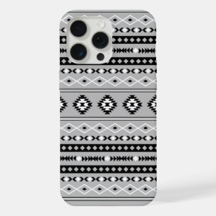 Aztec zwart wit grijs gemengd motiefpatroon iPhone 15 pro max case