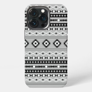 Aztec zwart wit grijs gemengd motiefpatroon iPhone 13 pro hoesje