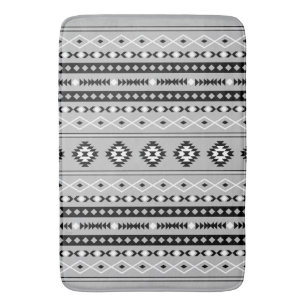 Aztec zwart wit grijs gemengd motieven patroon badmat
