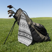 Aztec zwart wit grijs gemengd motieven patroon golfhanddoek (Groen)