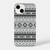 Aztec zwart wit grijs gemengd motieven patroon iPhone hoesje (Achterkant)