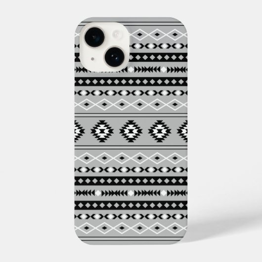 Aztec zwart wit grijs gemengd motieven patroon iPhone hoesje (Achterkant)
