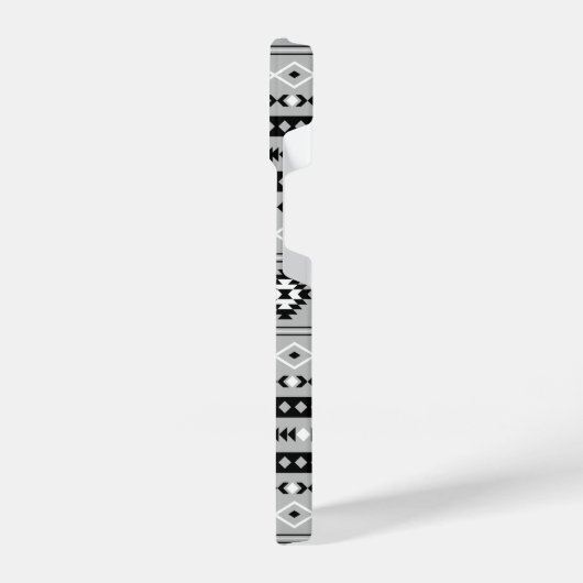 Aztec zwart wit grijs gemengd motieven patroon iPhone hoesje (Linkerkant)