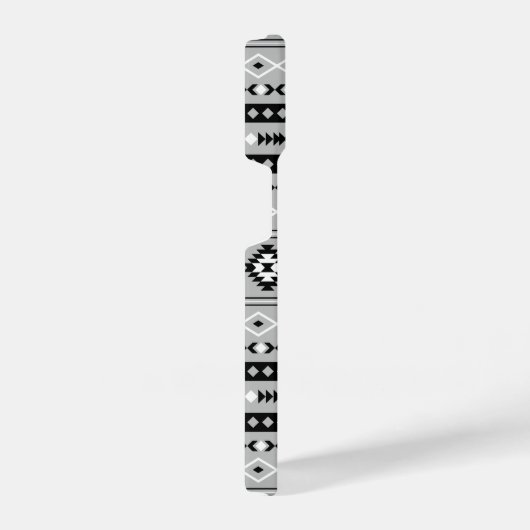 Aztec zwart wit grijs gemengd motieven patroon iPhone hoesje (Rechterkant)