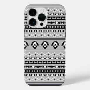 Aztec zwart wit grijs gemengde motievenpatroon iPhone 14 pro max hoesje