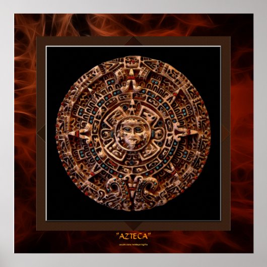 AZTECA ~ Maya - Aztec Sun Calender Art Print LGE (Voorkant)
