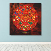 AZTECA ~ Mayan - Aztec Sun Calendar Art Print (Insitu (Houten vloer))