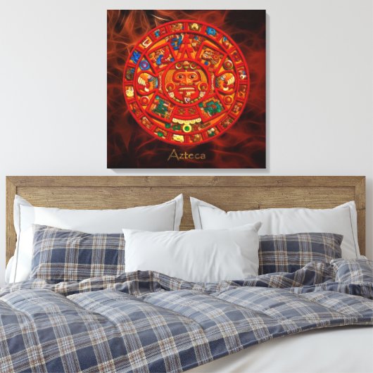 AZTECA ~ Mayan - Aztec Sun Calendar Art Print (Insitu (Slaapkamer))