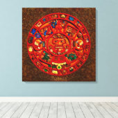 AZTECA ~ Mayan\Aztec Sun Calendar Art Print (Insitu (Houten vloer))