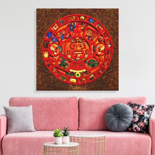 AZTECA ~ Mayan\Aztec Sun Calendar Art Print (Insitu (Woonkamer))