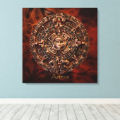 AZTECA ~ Mayan - Aztec Sun Calender Art Print (Insitu (Houten vloer))