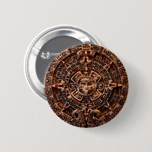 "AZTECA" Mayan Sun-Calender Button (Voorkant /achterkant)