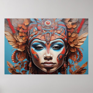 Azteek Abstract Kleurrijke Tribale Fusie Kunst Poster