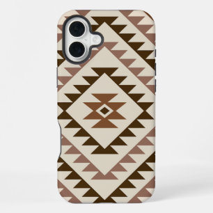 Azteek Diamant Motief Ontwerp Bruin+Crème iPhone 16 Plus Hoesje